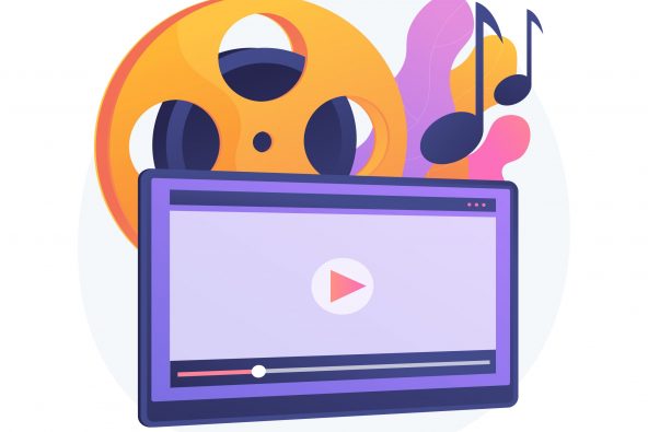 Music video abstract concept vector illustration. Music video abstract concept vector illustration. Official videoclip, internet and tv premiere, music video production, professional director, shooting crew, musician promotion abstract metaphor.